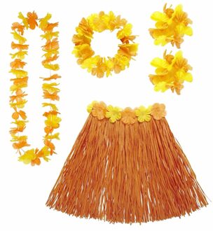 Widmann Hawaii verkleedset - voor dames - oranje - carnaval/themafeest