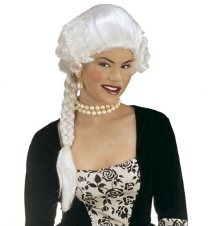 Widmann Hertogin pruik - dames - lang haar - vlecht - wit