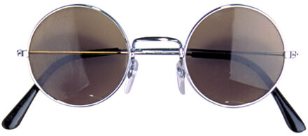 Widmann Hippie Flower Power Sixties ronde glazen zonnebril bruin - Verkleedbrillen