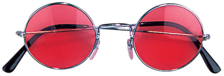 Widmann Hippie Flower Power Sixties ronde glazen zonnebril rood