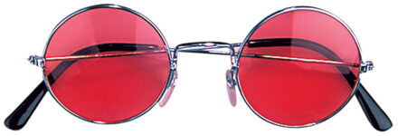 Widmann Hippie Flower Power Sixties ronde glazen zonnebril rood