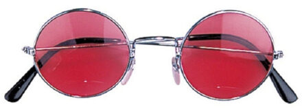 Widmann Hippie Flower Power Sixties ronde glazen zonnebril rood