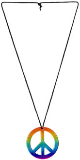 Widmann Hippie ketting - Flower Power - Sixties sieraden - peace teken ketting Multi