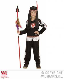 Widmann Indiaan Kostuum | Muwakake Indiaanse Jongen Zwart Kostuum | Maat 116 | Carnaval kostuum | Verkleedkleding