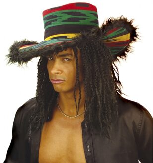 Widmann Jamaicaanse hoed met zwart pluche voor volwassenen