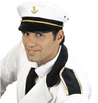 Widmann Kapiteinspet - wit - voor volwassenen - kapitein - hoofddeksel - zeeman petje