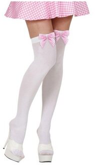 Widmann Kniekousen - wit met roze strik - dames - Oktoberfest - Tiroler - verkleed sokken - one size