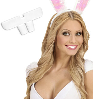 Widmann Konijnen tanden - wit - plastic - paashaas tandjes - konijnentanden