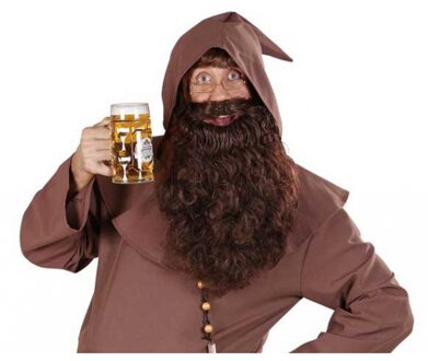 Widmann Lange bruine baard - voor volwassenen - met lange krullen - tovernaar - viking - kabouter