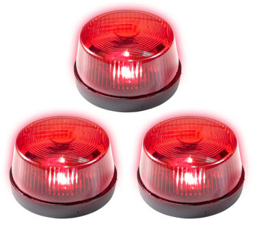 Widmann LED zwaailicht - Set van 3x stuks - rood - met sirene - 7 cm - politie zwaailamp - politielamp