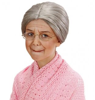 Widmann Oma/oude vrouwen pruik voor meisjes - Grijs - Carnaval verkleed accessoire