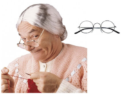 Widmann Oma Sarah carnaval verkleed set pruik en brilletje