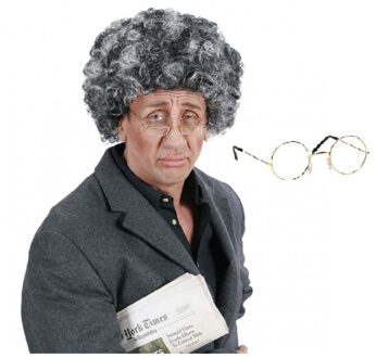 Widmann Opa Abraham carnaval verkleed set pruik en brilletje