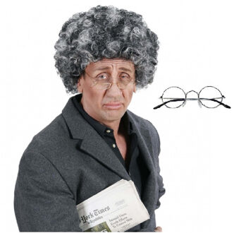 Widmann Opa Abraham carnaval verkleed set pruik en brilletje