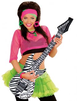 Widmann Opblaasbare gitaar muziekinstrument - zebra print - rockers - plastic - 105 cm - Opblaasfiguren Multikleur