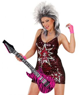 Widmann Opblaasbare gitaar roze zebra 105 cm