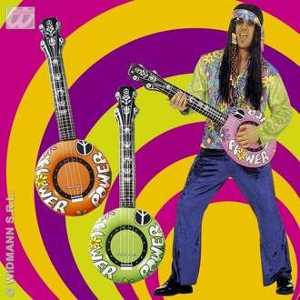 Widmann Opblaasbare hippie banjo - Groen - Accessoires > Opblaasbare artikelen