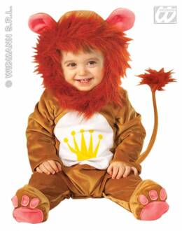 Widmann Oranje leeuwenpak met kroon voor baby's - Verkleedkleding - 86/92