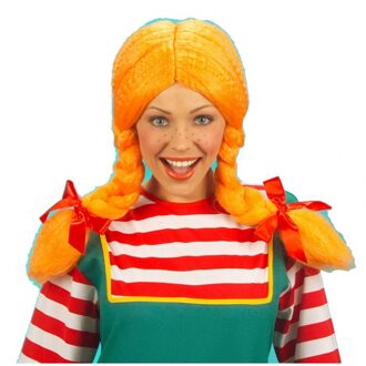 Widmann Party pruik met oranje vlechten