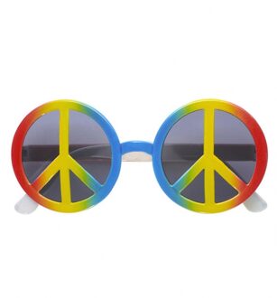 Widmann Peace hippie sixties verkleed zonnebril - multicolor - kunststof - flower power - jaren 60