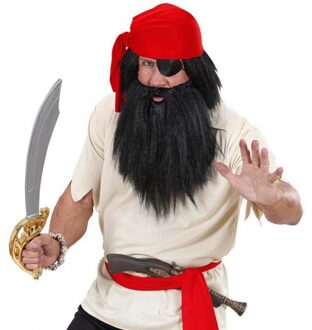 Widmann Piraten carnaval/verkleed baard met snor - zwart - voor volwassenen
