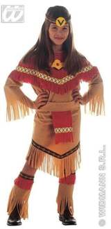Widmann Rood met beige indianen kostuum voor meisjes - 128 (5-7 jaar) - Kinderkostuums
