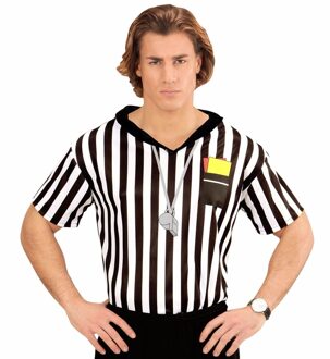 Widmann Scheidsrechter verkleedshirt - 1x - zwart/wit - polyester - heren Multi