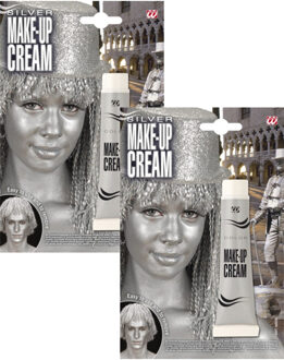 Widmann Schmink tube - 2x - zilver - 28 gram - Metallic make-up - grimeerverf - gezichtsverf