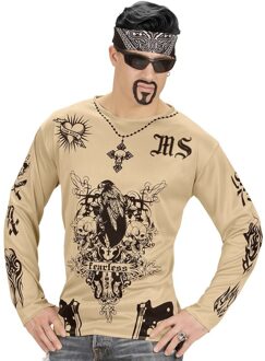 Widmann Tattoo shirt Gangster voor heren - Nep tatoeages shirt - Maffia/gangster verkleedkleding/kostuum M/L