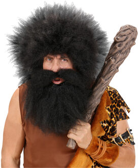Widmann Verkleed baard holbewoner thema - zwart - Neanderthaler - voor volwassen