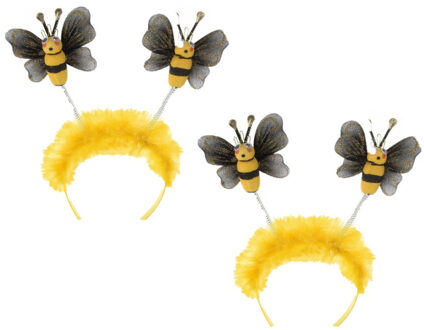 Widmann Verkleed diadeem bij - 2x - volwassenen - bijen haarband - verkleedaccessoires
