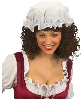 Widmann Verkleed muts voor Dienstmeisje/oma/sara pop/Middeleeuwen - 3x - wit - dames - Carnaval