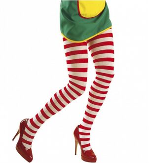 Widmann Verkleed panty - rood/wit - gestreept - voor dames - one size M/L - damespanty Multi