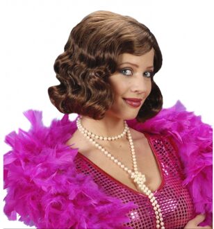 Widmann Verkleed pruik - Charleston - bruin - krullen - damespruik - pruiken