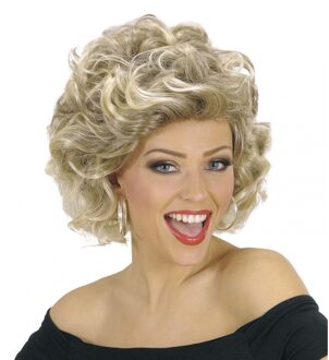 Widmann Verkleed pruik Olivia - kort model - blond - jaren 50 thema musical party