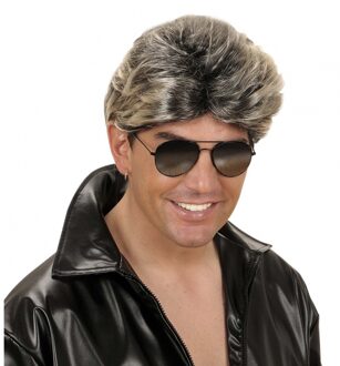 Widmann Verkleed pruik - popster - jaren 80 - blond/grijs - heren - Carnaval herenpruik