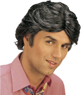 Widmann Verkleed pruik voor heren - Gigolo pruik - zwart - kort model