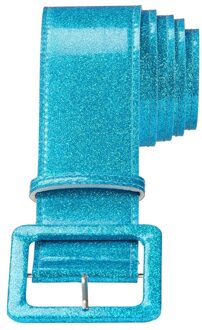 Widmann Verkleed riem glitter - blauw - 120 cm - kleuren thema verkleedaccessoires