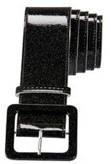 Widmann Verkleed riem glitter - zwart - 120 cm - kleuren thema verkleedaccessoires