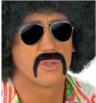 Widmann Verkleed snor Billy - zwart - jaren 60 - lange snor - hippie - flower power