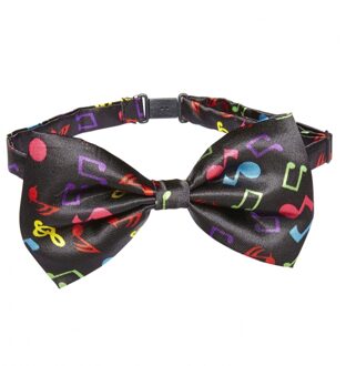 Widmann Verkleed vlinderstrikje met muzieknoten - zwart - muziek/musical thema accessoires