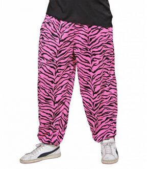 Widmann Verkleedkleding broek - baggy - roze zebraprint - heren - 90s housebroek - Carnaval