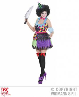 Widmann Verkleedkostuum duiverwekkende veelkleurige clown voor dames Halloween outfit - Verkleedkleding - Medium