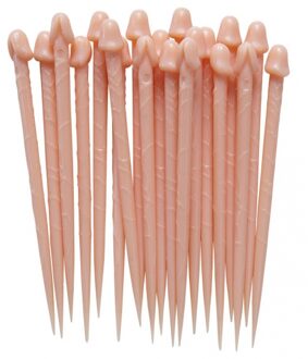 Widmann Vrijgezellen feest piemel tandenstokers - 20x - roze - kunststof - cocktailprikkers voor dames