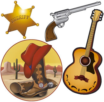 Widmann Western wilde westen decoratie pakket - versieringen - 40 cm - karton - 8x stuks
