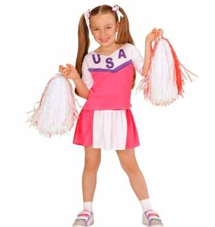 Widmann Wit-roze cheerleader kostuum voor meisjes - 128 (5-7 jaar) - Kinderkostuums
