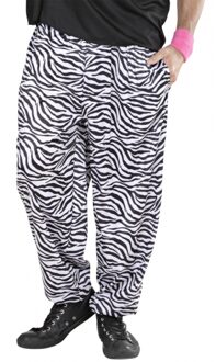 Widmann Witte baggy broek zebraprint XL - Carnavalskostuums Multikleur