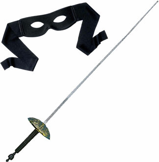 Widmann Zorro verkleed set zwart masker met Sabel 60 cm