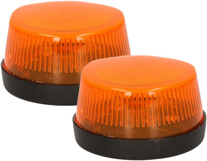 Widmann Zwaailamp/zwaailicht met sirene - 2x - LED - oranje - waarschuwingslicht - 7 cm