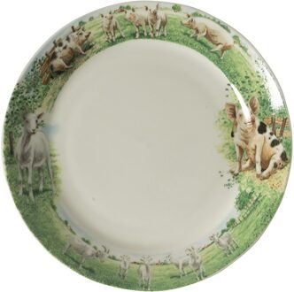 Wiebe van der Zee Wiebe's Farm Bord geit varken Ø18cm 6st multi